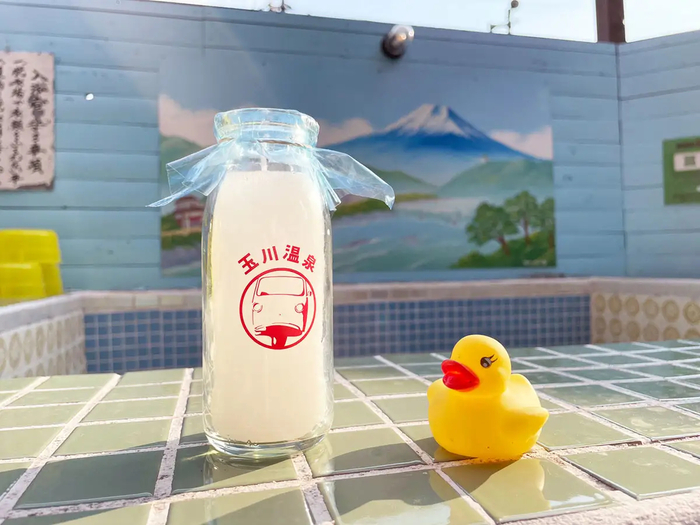 Bottled milk sold in Japanese public baths.